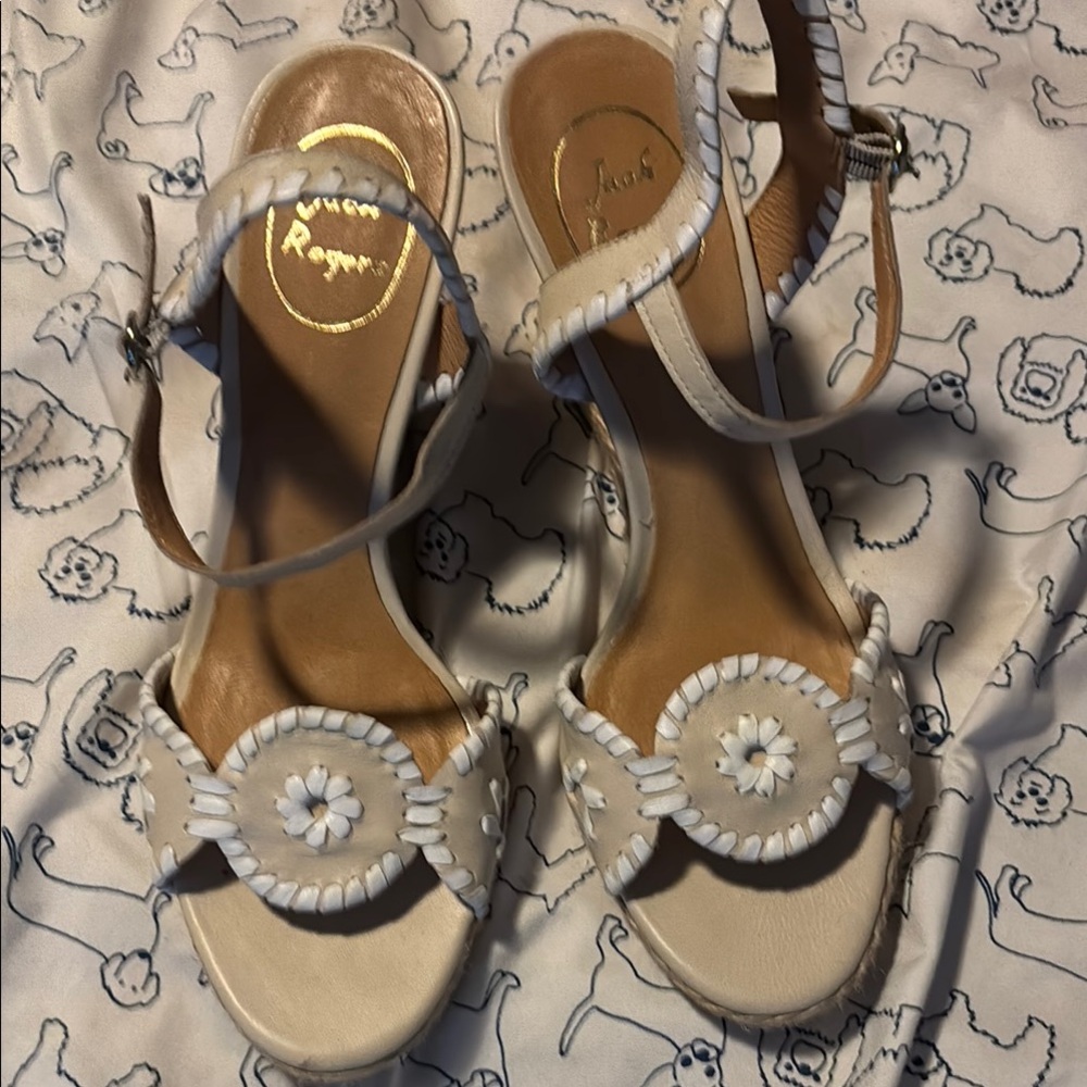Jack rogers  Cream Sandals wedges with White Accents